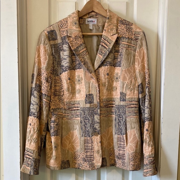 Women's Patchwork Pink Floral Blazer Cottagecore Boho Made in Germany Vintage - Picture 2 of 16